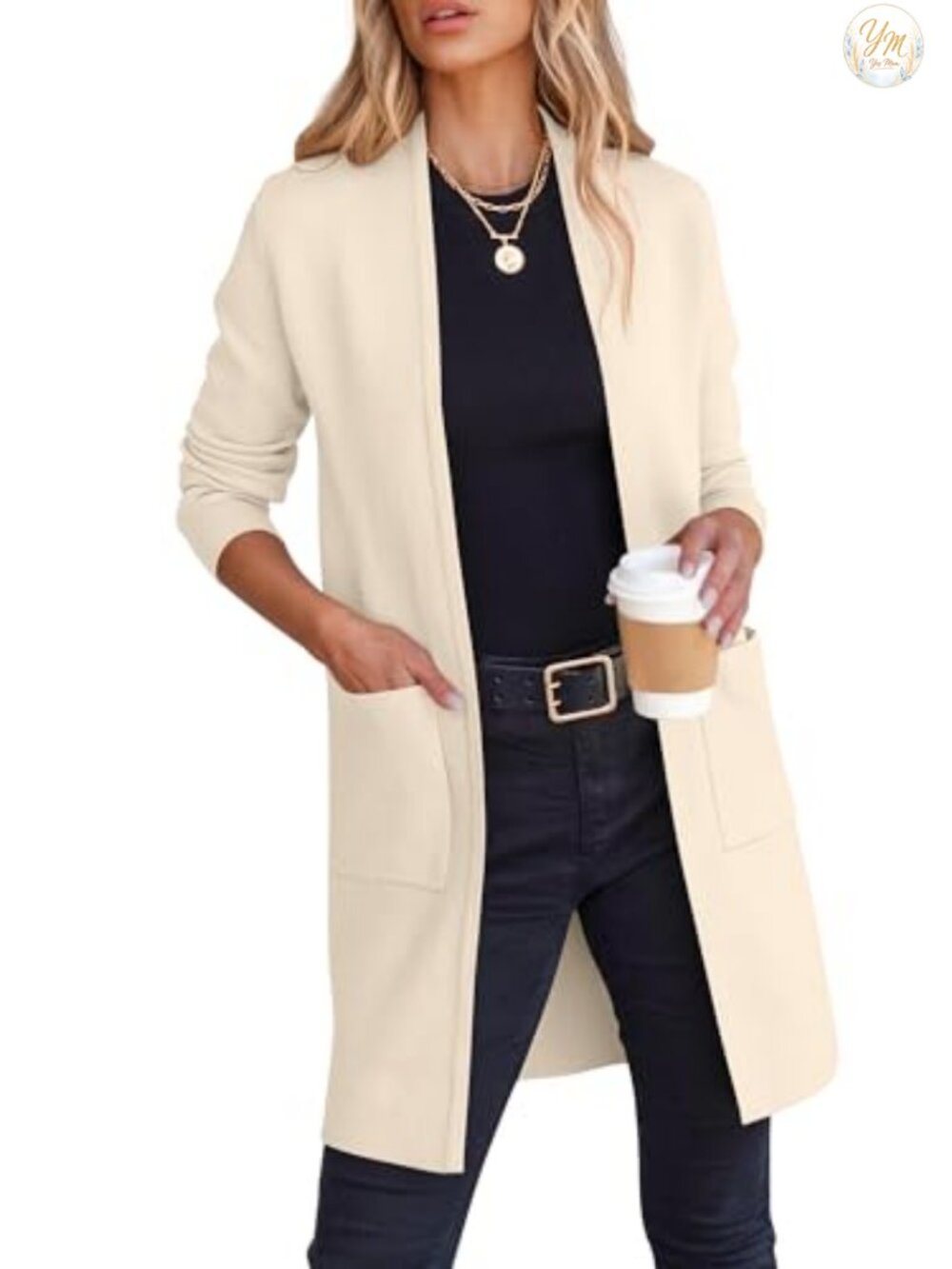 Viscose Blend Knit Cardigan Long Sleeve Open Front Sweater